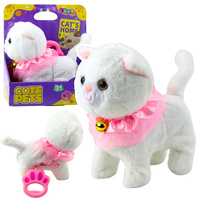 Interaktywny Kotek Na Smyczy Różowa Falbanka Dzwoneczek Chodzi Miauczy