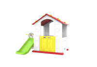 Domek Ogrodowy 3w1 dla dzieci Czerwony Dach + Zjeżdżalnia + Koszykówka