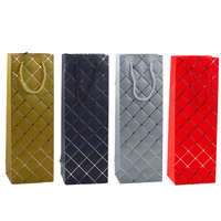 Torba Prezentowa Na Wino Butelkę Papierowa Srebrne Elementy 35 x 12 x 9 cm