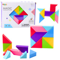 Klocki Magnetyczne Tangram Kolorowa Układanka Naklejki 9 el.