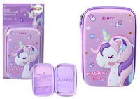 Duży Piórnik Z Jednorożcem Rozkładany 3D Fioletowy 23x15x5 cm