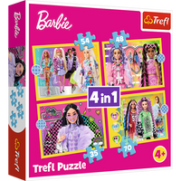 Puzzle - 4w1 (35, 48, 54, 70) - Wesoły świat Barbie - Trefl 34626