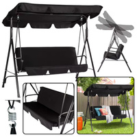 Huśtawka Trzyosobowa Ogrodowa Bujana Materac Czarna