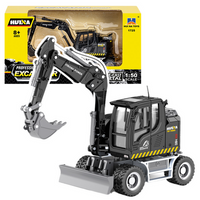 Koparka Kołowa Ze Spychaczem Metalowa Huina Czarna 1:50