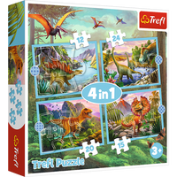 Puzzle - 4w1 (12, 15, 20, 24) - Wyjątkowe dinozaury - Trefl 34609