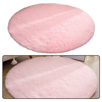 Pluszowy Miękki Dywan Okrągły Antypoślizgowy Jasno Różowy 122cm