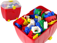 Kuferek Duży z Kolorowymi Klockami K2 280 Elementów Czerwony